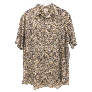 Faherty Short‎ Sleeve Breeze Camp Shirt XL Button Down Shirt Hemp Blend